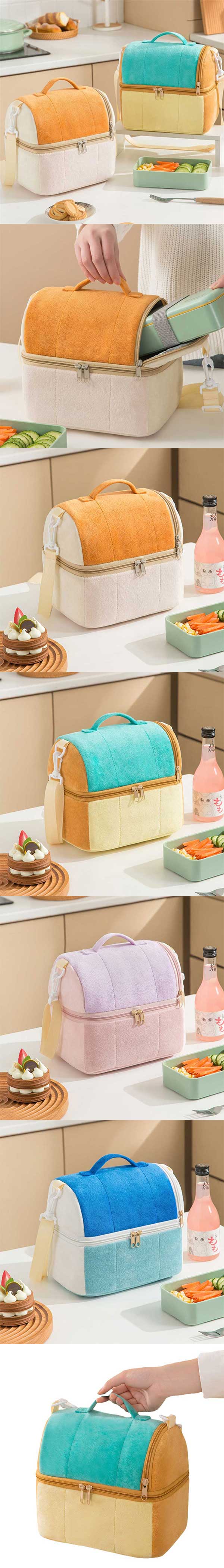 大容量雙層加厚單肩便攜手提保溫袋